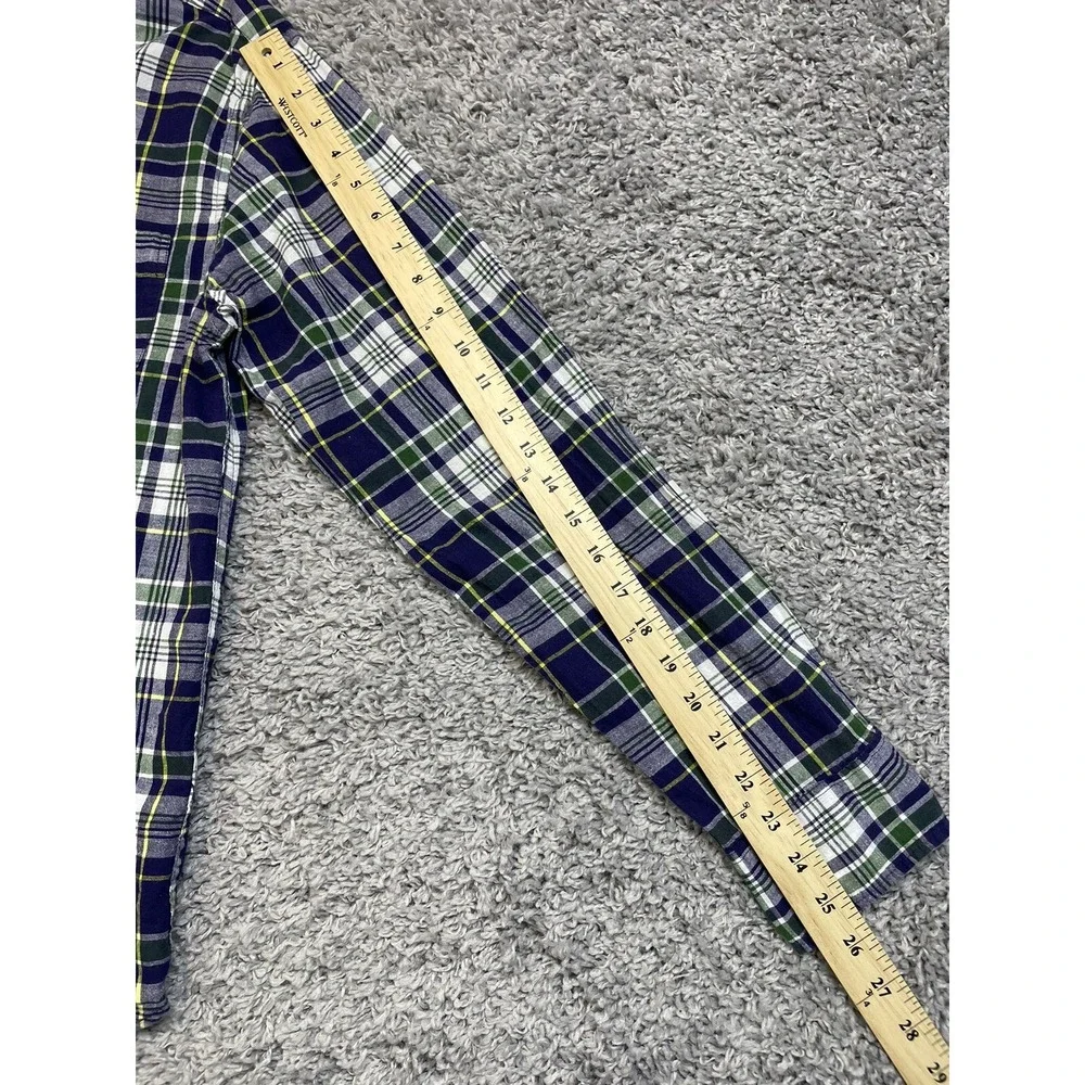 J. Crew Indian Madras‎ Men Slim Fit Plaid Button Down Blue Green L/S Shirt XL.